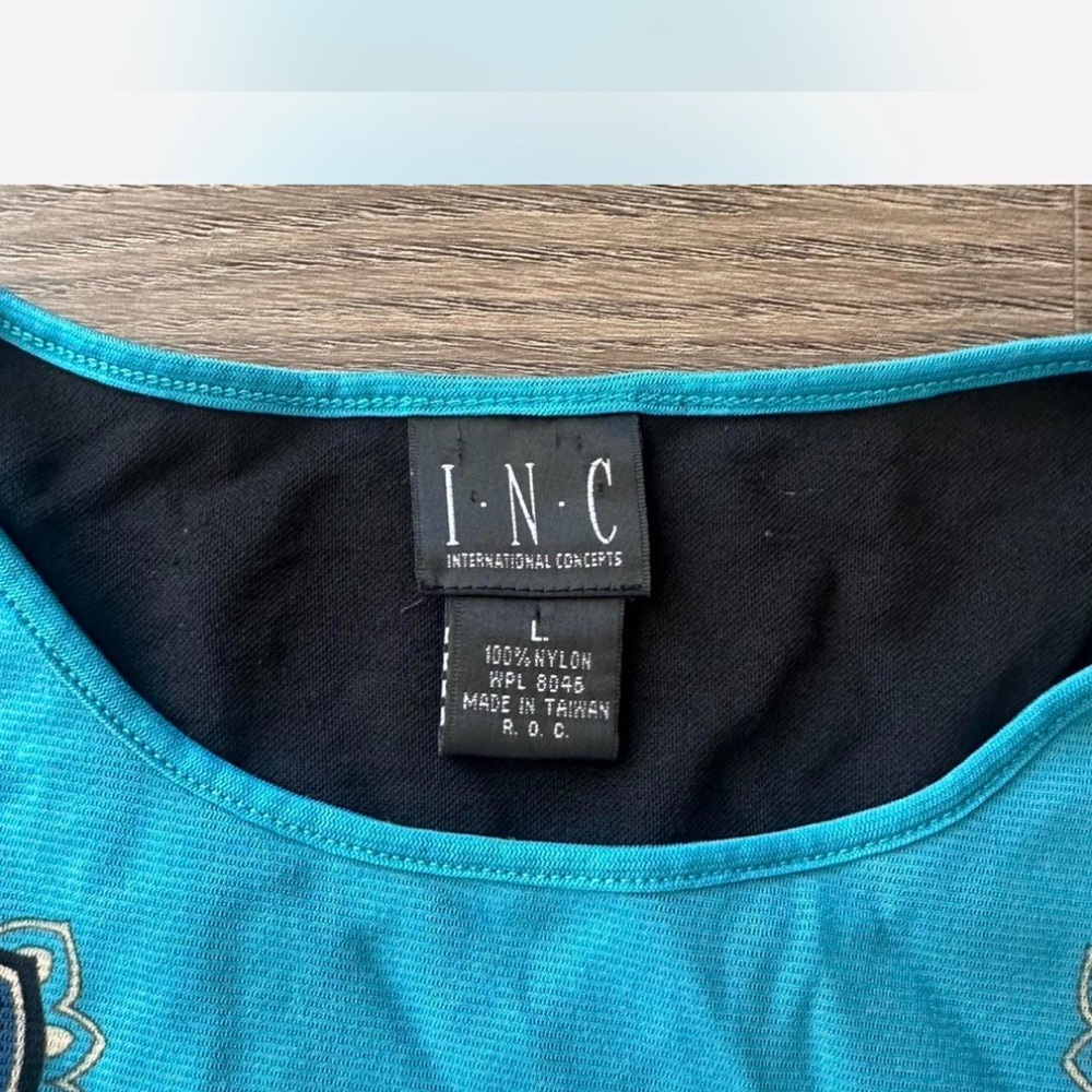 INC International Concepts Teal and Black Blouse - Picture 2 of 3